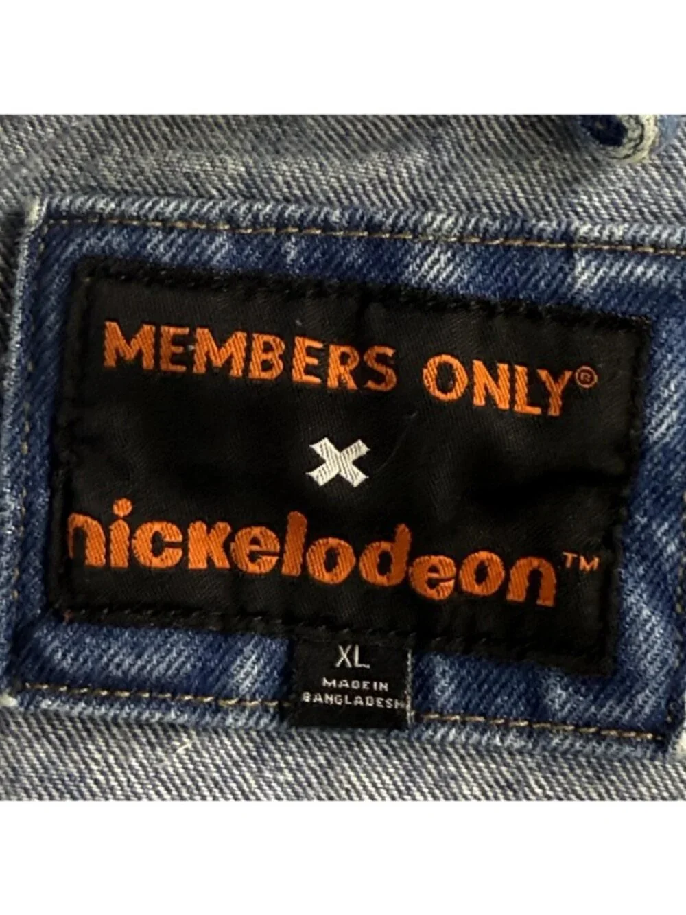 SpongeBob Members Only Jacket Men XL Blue Denim Nickelodeon Cartoon Jean Trucker